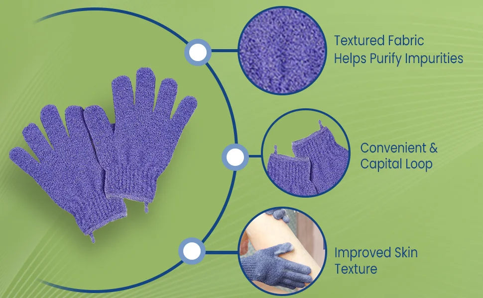 1 pair Colourful Exfoliating Gloves, Bath Gloves For Shower, Double Sided Exfoliating Gloves, For Spa, Massage And Body Scrubs
