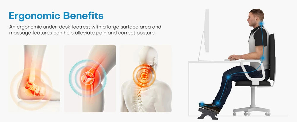 Desk Footrest with Massage Rollers