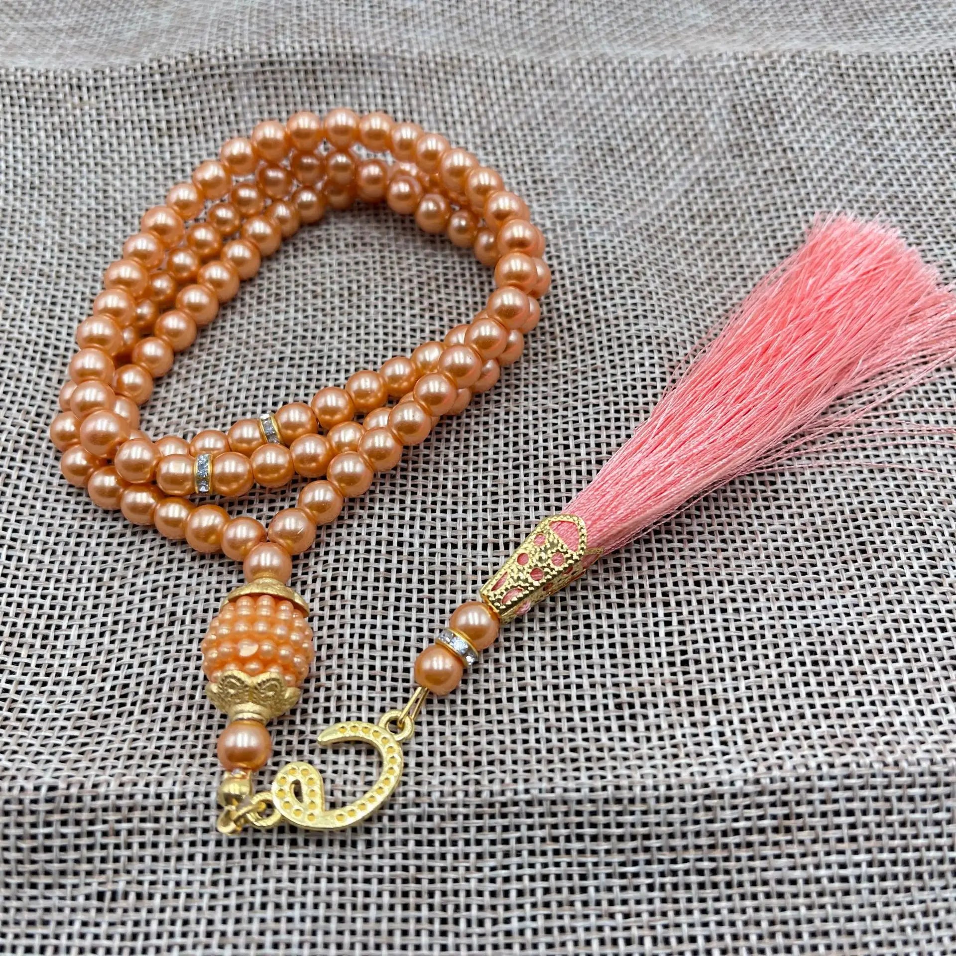 6mm 99 Islamic Rosary Beads Bracelet Muslim Glass Imitation Pearl Bracelet Chanting Prayers Women's Jewelry Accessories Gift