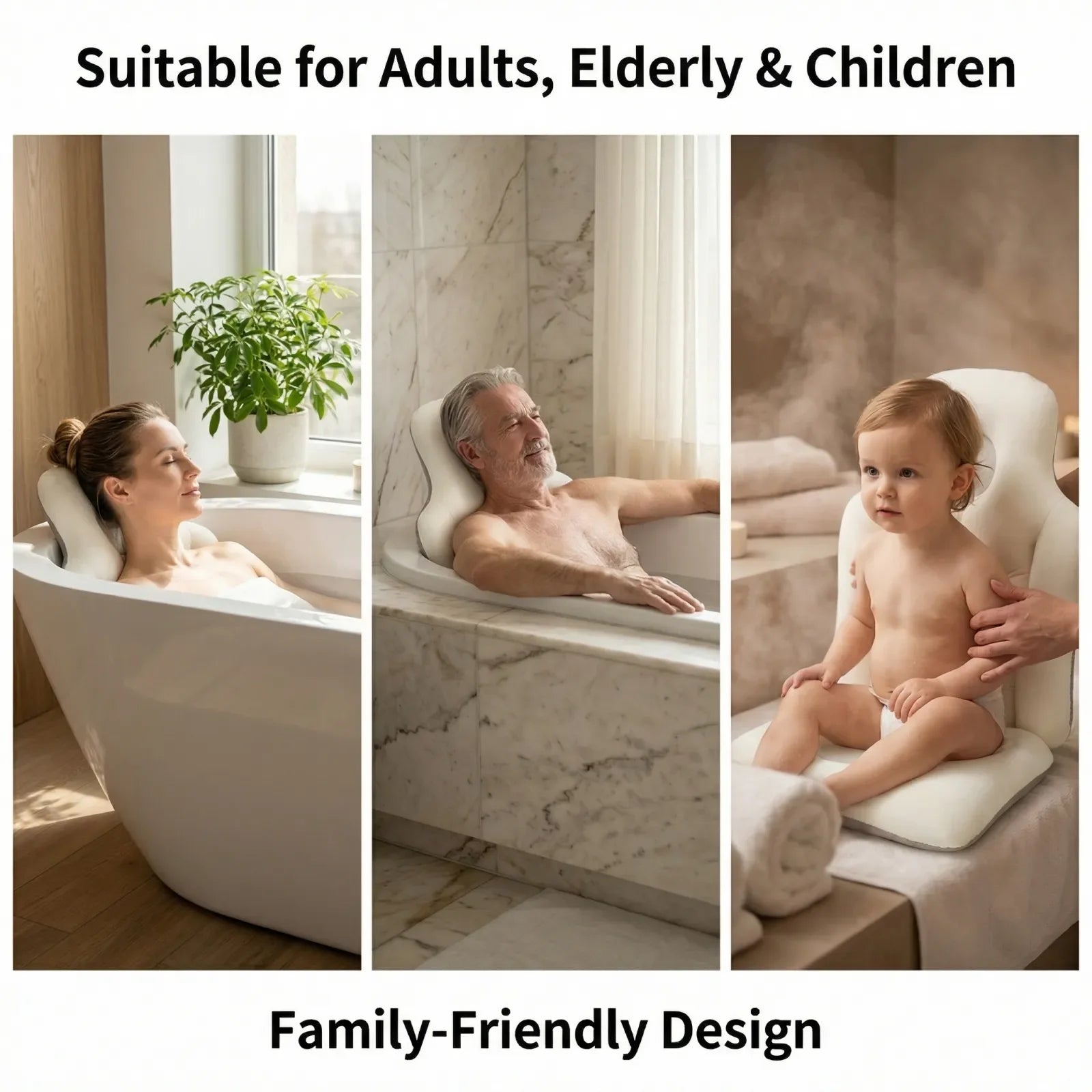 Adult Bath Pillow Full Body Spa Bathtub Cushion Bathing Pad Neck Back Relax Full Body Spa Head Rest Pillow Anti-slip Cushioned