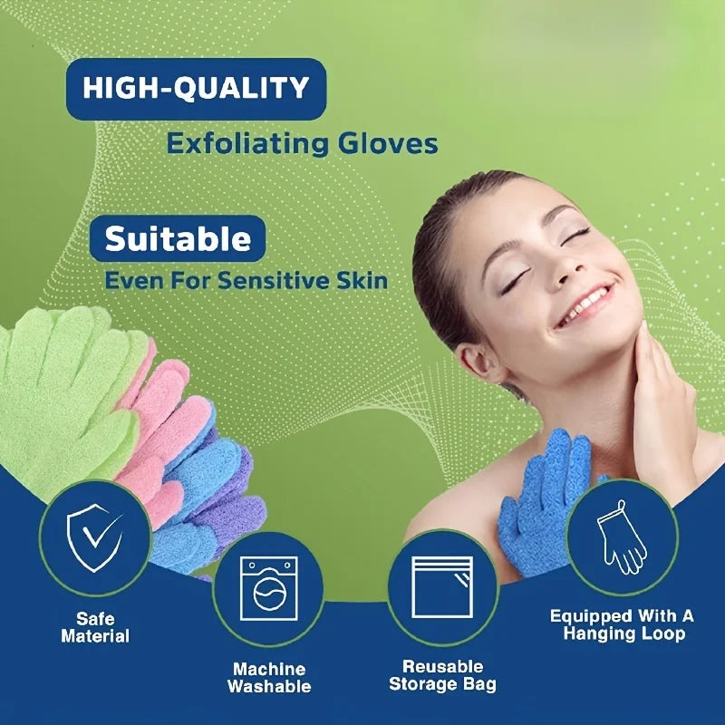 1 pair Colourful Exfoliating Gloves, Bath Gloves For Shower, Double Sided Exfoliating Gloves, For Spa, Massage And Body Scrubs