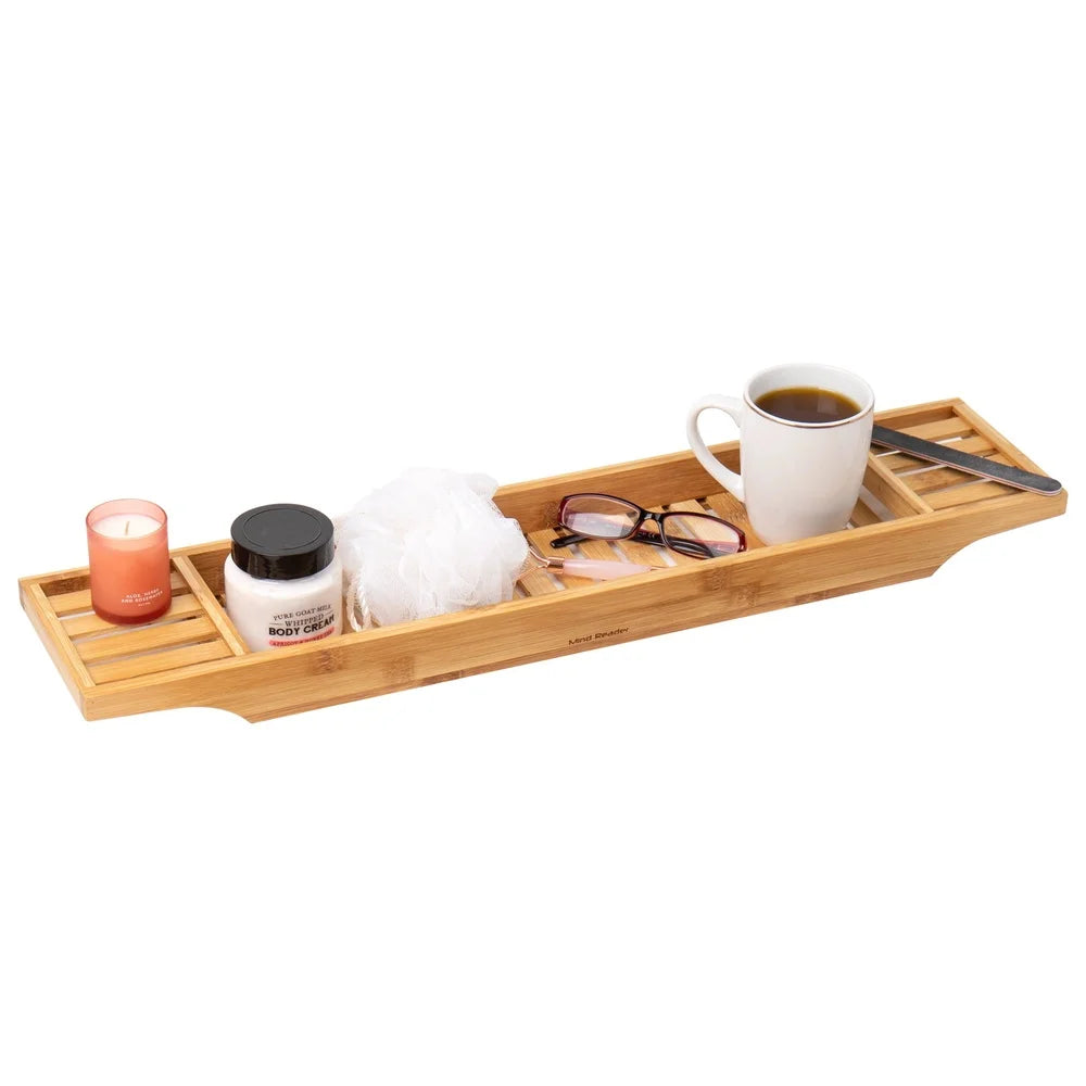 Bathtub Tray Shower Caddy Bathroom Organizer Bamboo Storage Accessory Relaxation Essentials Lightweight Durable Easy to Clean