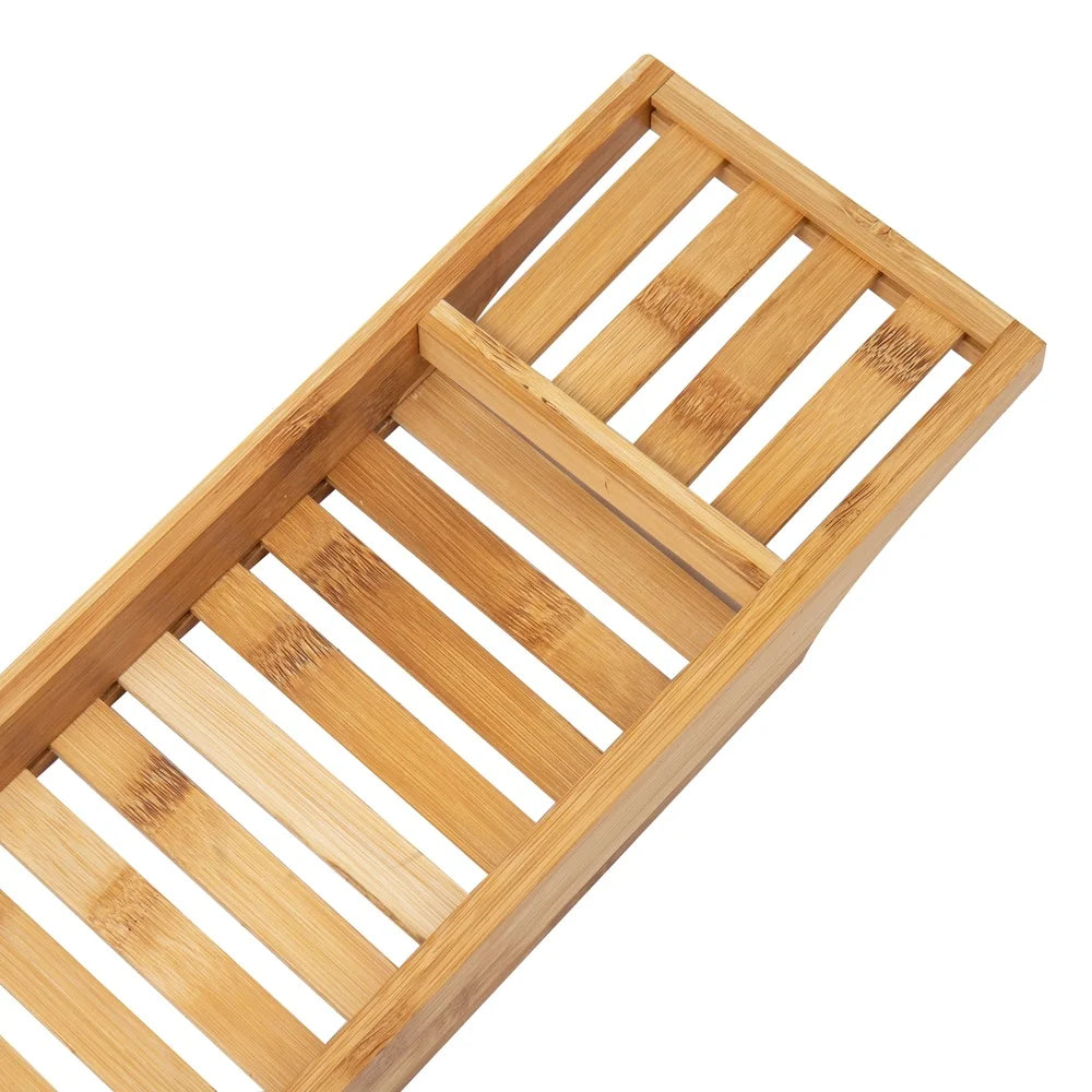 Bathtub Tray Shower Caddy Bathroom Organizer Bamboo Storage Accessory Relaxation Essentials Lightweight Durable Easy to Clean