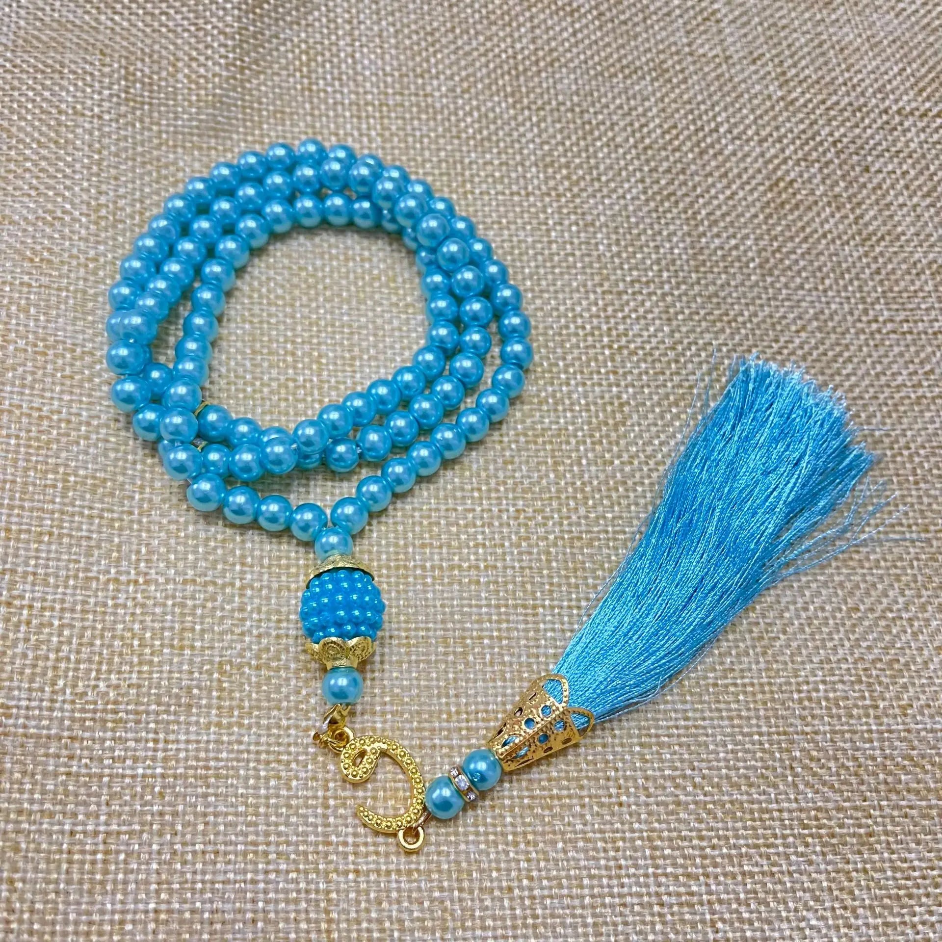 6mm 99 Islamic Rosary Beads Bracelet Muslim Glass Imitation Pearl Bracelet Chanting Prayers Women's Jewelry Accessories Gift