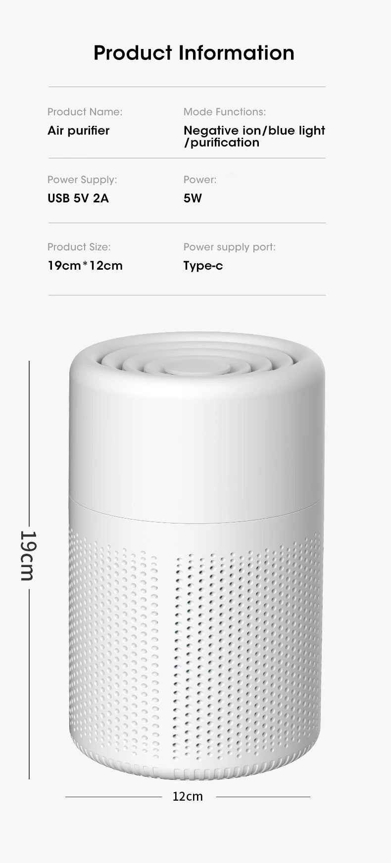 Mini Desktop Air Purifier