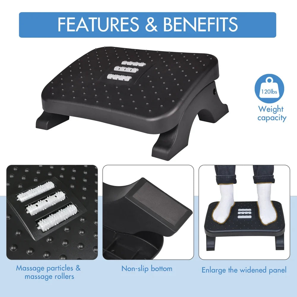 Desk Footrest with Massage Rollers